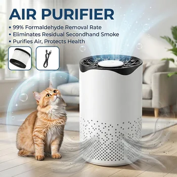 Portable Negative Ion Air Purifier High Efficiency Formaldehyde Smoke Dust Removal USB Powered Mini Air Cleaner For Home Pet Bedroom 1