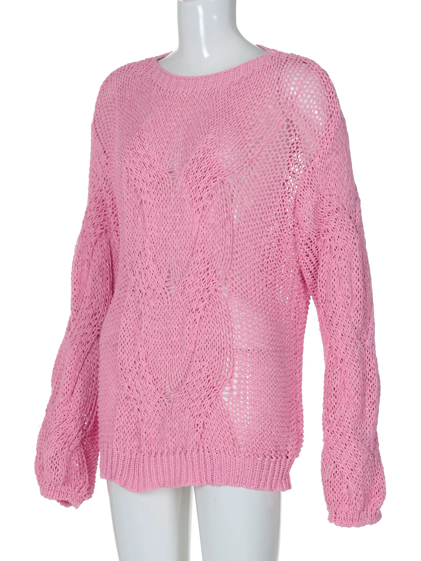 Casual Knitwear Sweater Pullover Female Loose Fashion See-Through Autumn Beach Holiday Clothes Women's Knit Pullover