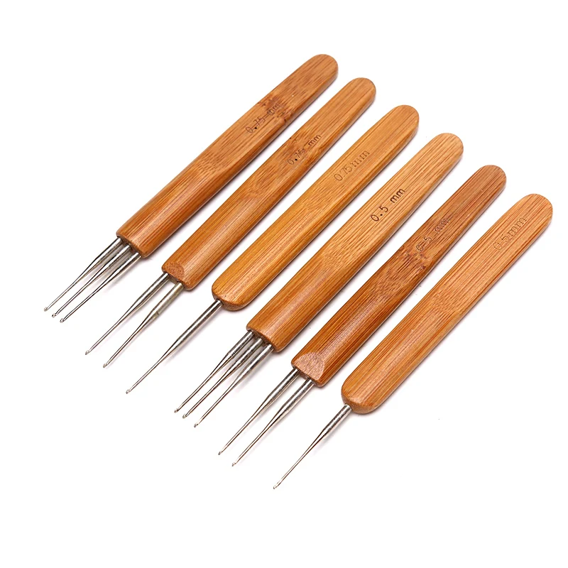 Crochet Hook Dreads Loc Crochet Needle Wooden Handle 0.5Mm 0.75Mm For Dreadlocks Braids Hair Making Needle Tools For Dreads 3