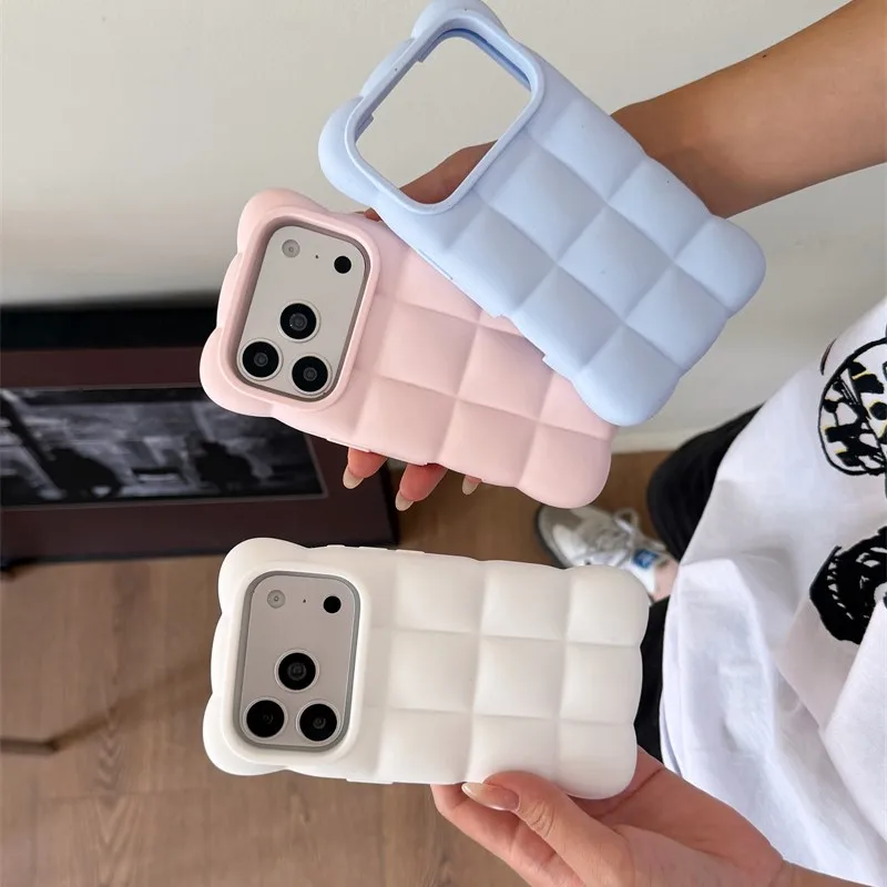 3D Cloud Puff Silicone Phone Case with Charm Accessories - Shockproof Soft Cover