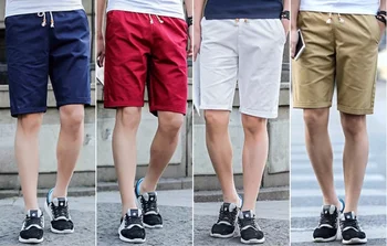 2025 NEW Cotton shorts for men in summer, thin fit, slim fit, casual, sporty, five inch mid length, youth elastic band shorts 1