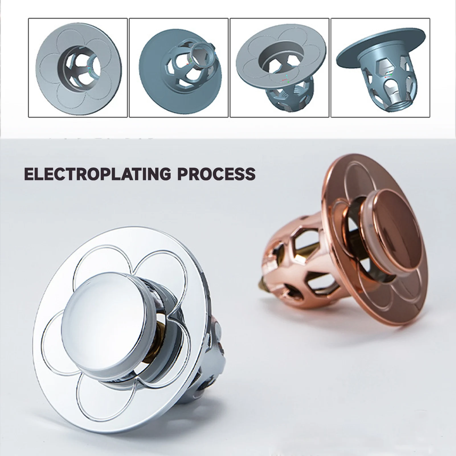 Pop Up Sink Drain Strainer Anti Clogging Filter for Bathroom Lavatory Vanity Strong Compatibility Anti-rust Anti-cracking