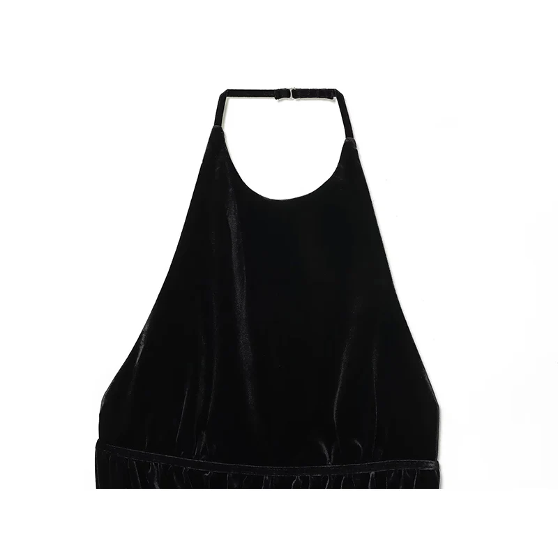 Black Velvet Top Women 2025 Summer Crop Tops For Women Backless Halter Short Tops Streetwear Sexy Party Top