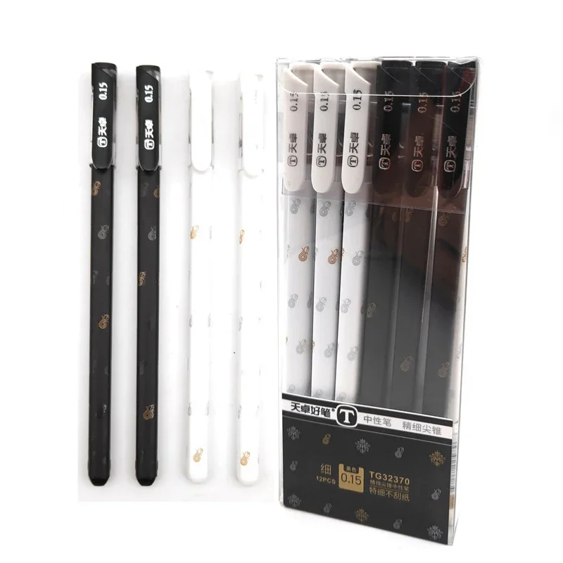 3 pcs/lot 0.3mm Fine Gel Pens Chinese Elegant Black Finance Needle Pens For Writing Office School Supplies Kawaii Stationery Pen 6