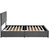 Queen Size Platform Bed with Adjustable Headboard and 4 Drawers on Two Sides,Linen Upholstered Bedframe w/Slats Support,Beige 6