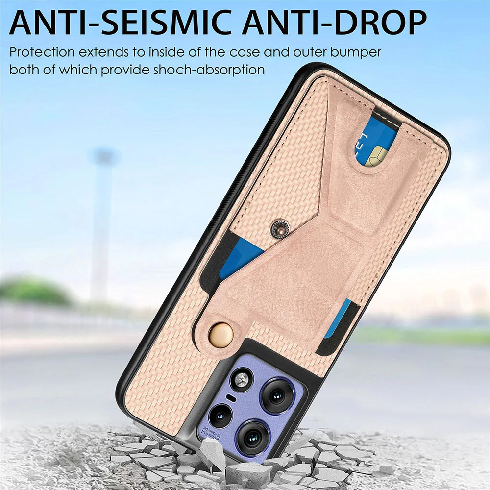 Carbon Fiber Leather Phone Case with Card Holder