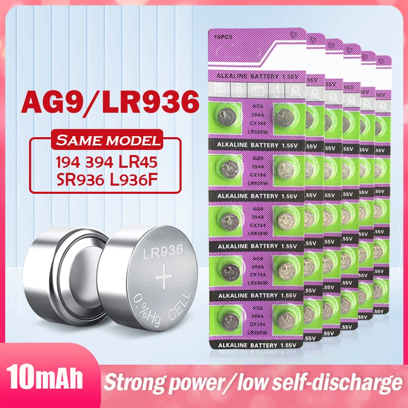 AG9-LR936-1-55V-394-SR936SW-CX194-LR45-394A-L936F-SR936-Alkaline-Button ...