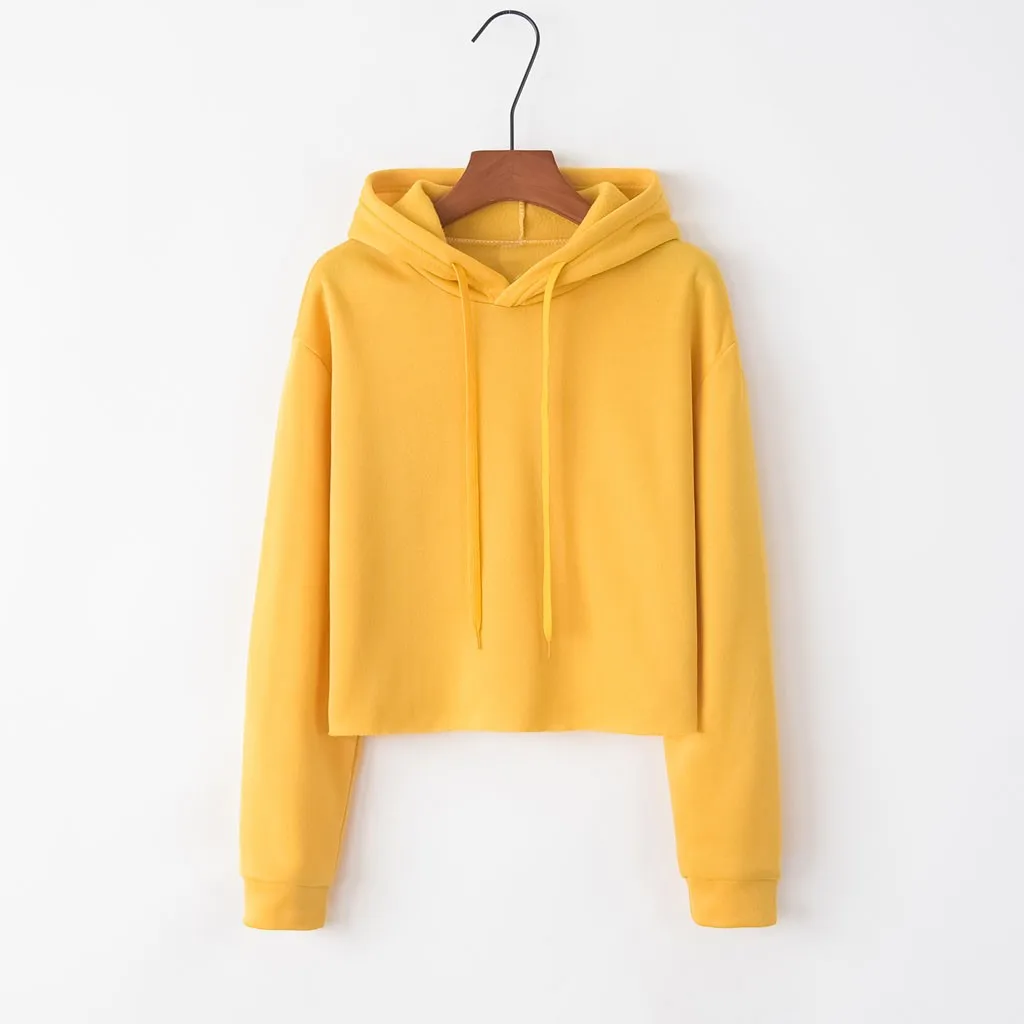 

Loose Hooded Harajuku Tops Women Solid Long Sleeve Crop tosp Student Hoody Sweatshirt Blouse Oversize Streewear Shirts 2023