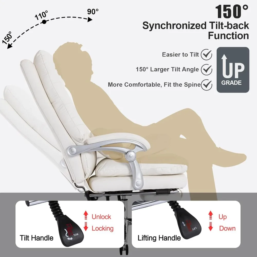 Office Chair with Foot Rest-High Back Executive Chair with Padded Linkage Armrests,Reclining Desk Chairs with Wheels,Comfy Chair 3