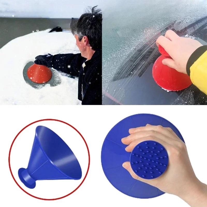 Conical Funnel Snow Shovel Car Round Plastic Snow Scraper Shovel Ice Scraper Multifunctional Car Remover 1PC