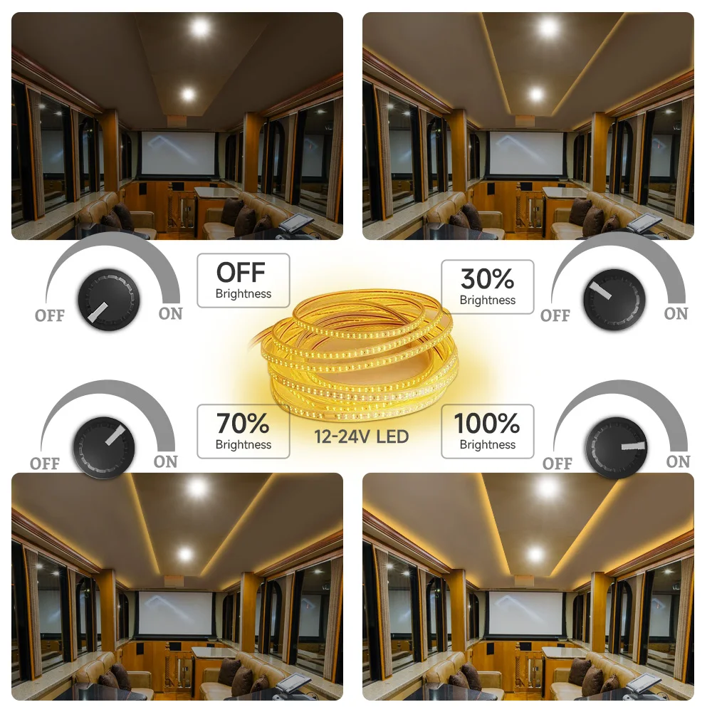 토글 스위치 다기능 알루미늄 패널 LED 조광기 스위치 12V 24V RV 요트 자동차 보트 트럭 차량 밴 라이트 전원