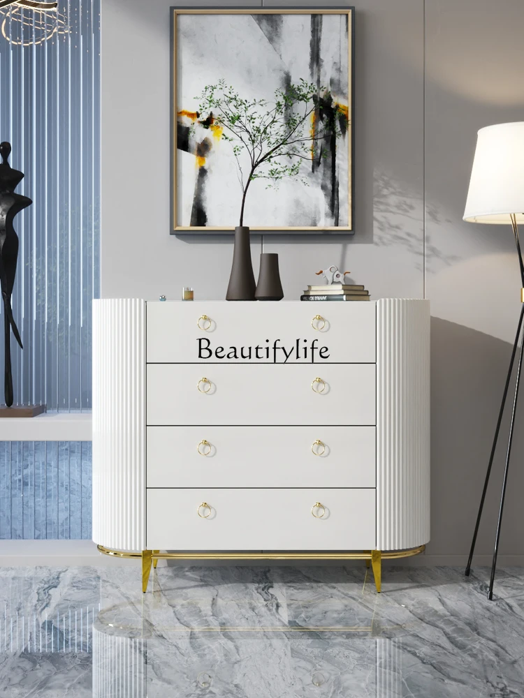 

Italian-Style Light Luxury Chest of Drawers Combination Simple White Living Room Master Bedroom Storage Organizer Side Cabinet