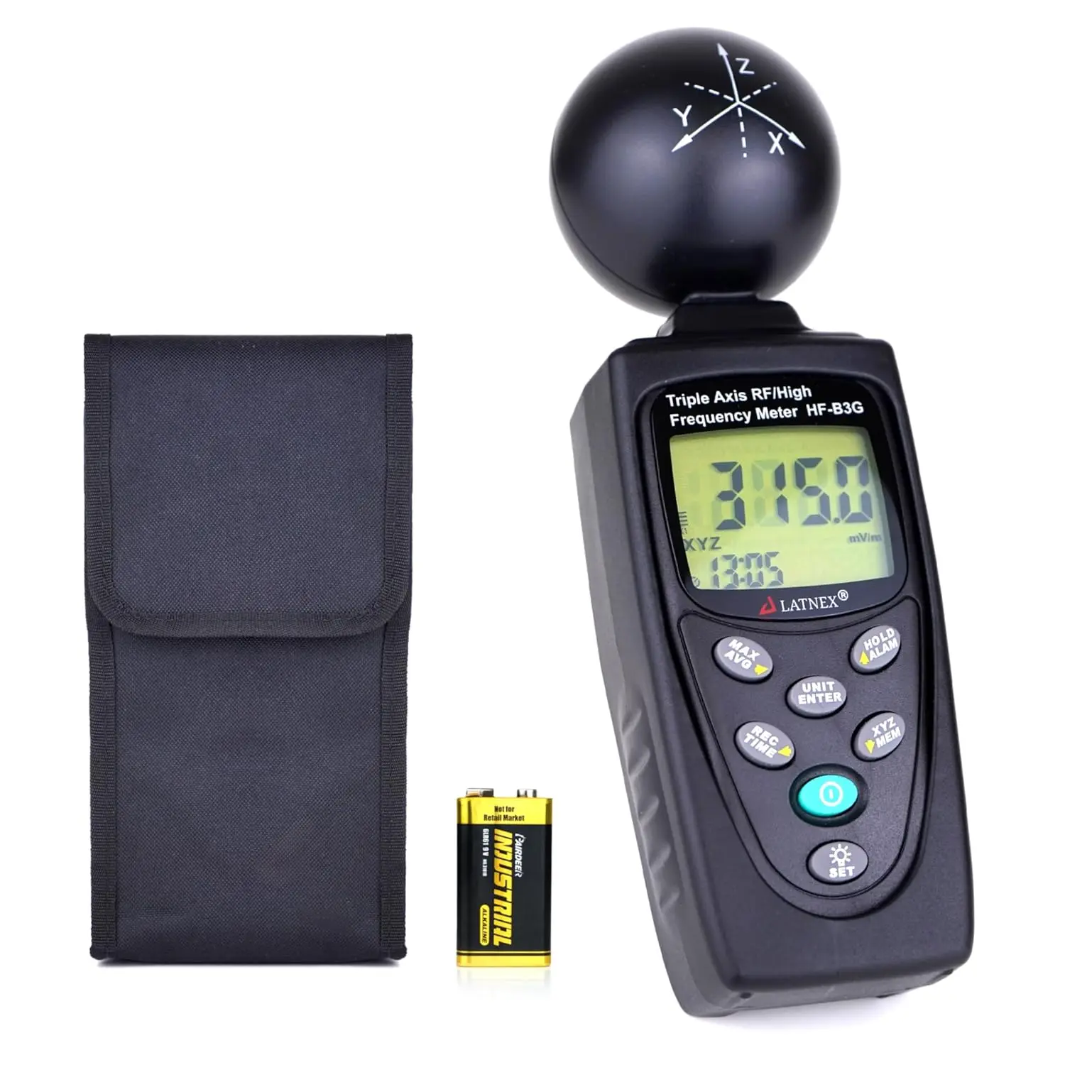 Triple Axis HF RF Analyzer and Detector Calibrated Measuring Emissions from Cell Phones