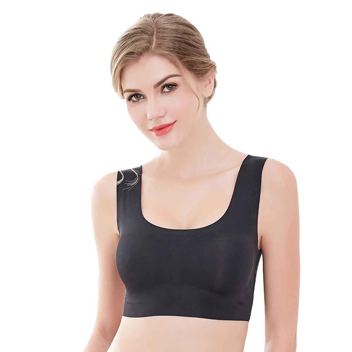 

Black Sexy Seamless Bras For Women Wire Free Underwear With Removable Pad Comfy Breathable Women Lingerie