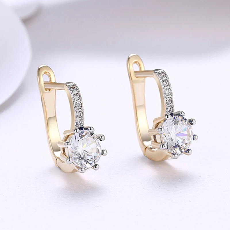 Aravant Ohrringe aus 925er Silber, 18 Karat Gold, rund, CZ, kubischer Zirkon, Gold, für Damen, Modeschmuck – Detail 2