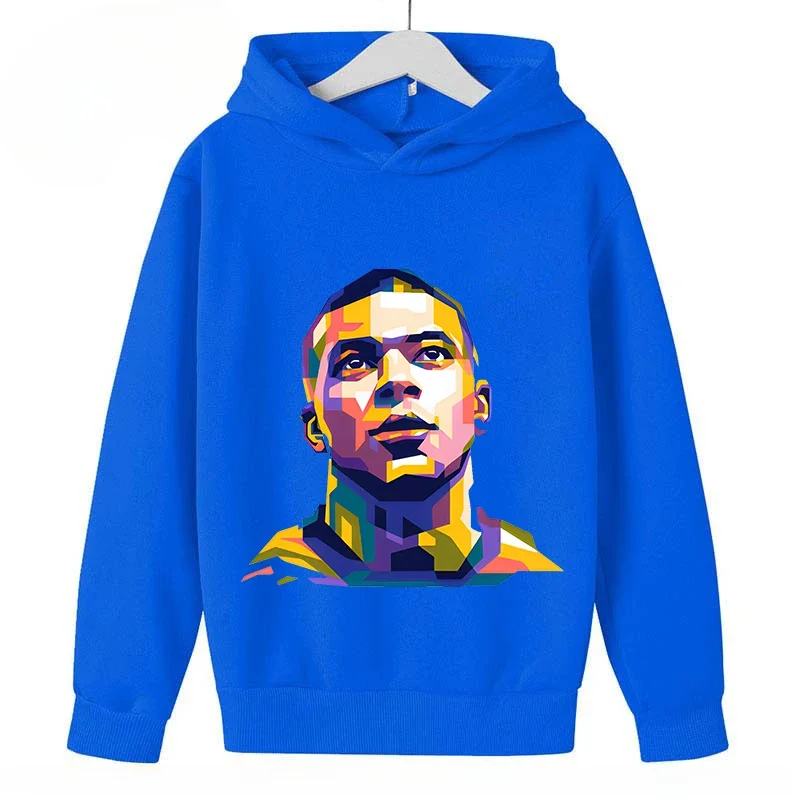 thumbnail image 1 of Sudadera deportiva azul de primavera y otoño para niños y niñas, sudadera con capucha con estampado de Mbappé para niños, ropa para niños, sudaderas con capucha para niñas, 1 of 5