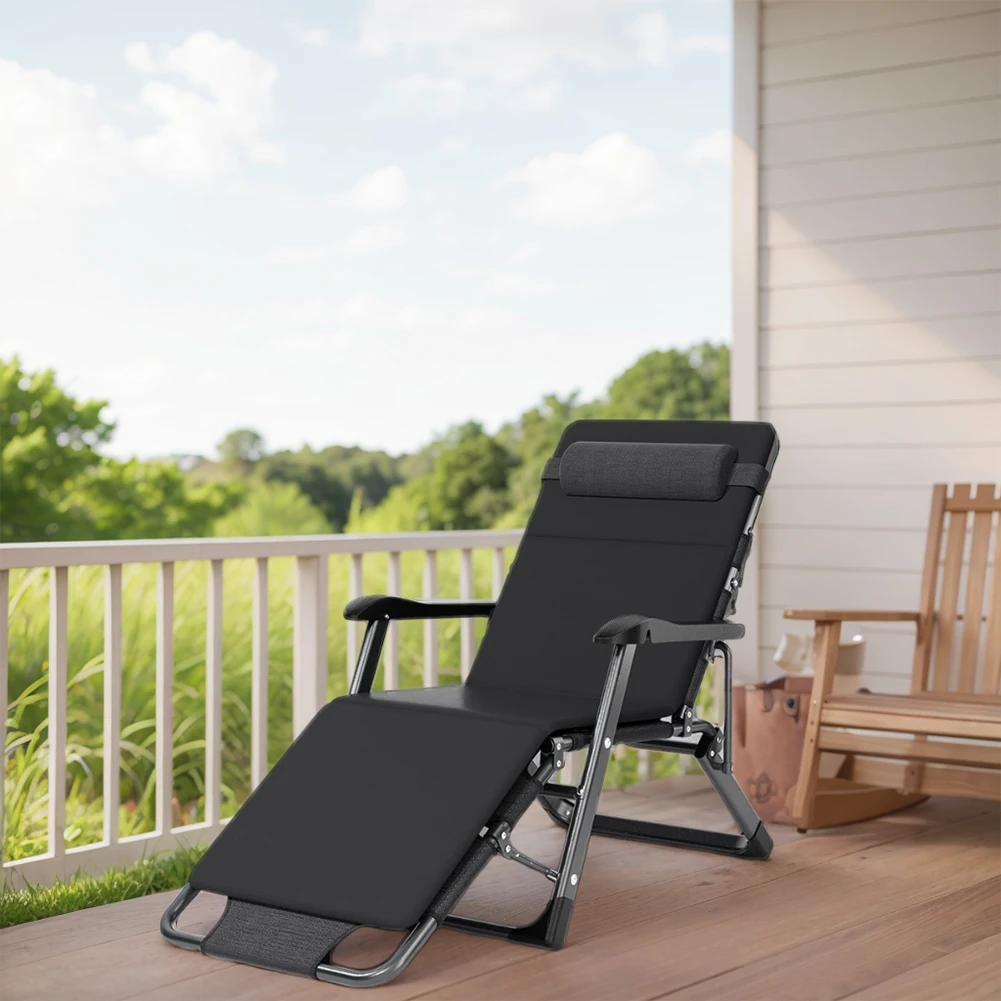 Lounge Chair Folding Living Room Balcony Chaise Lazy Sofa Sleeping Cots with Mattress Recliner Chair For Pool Side Lawn