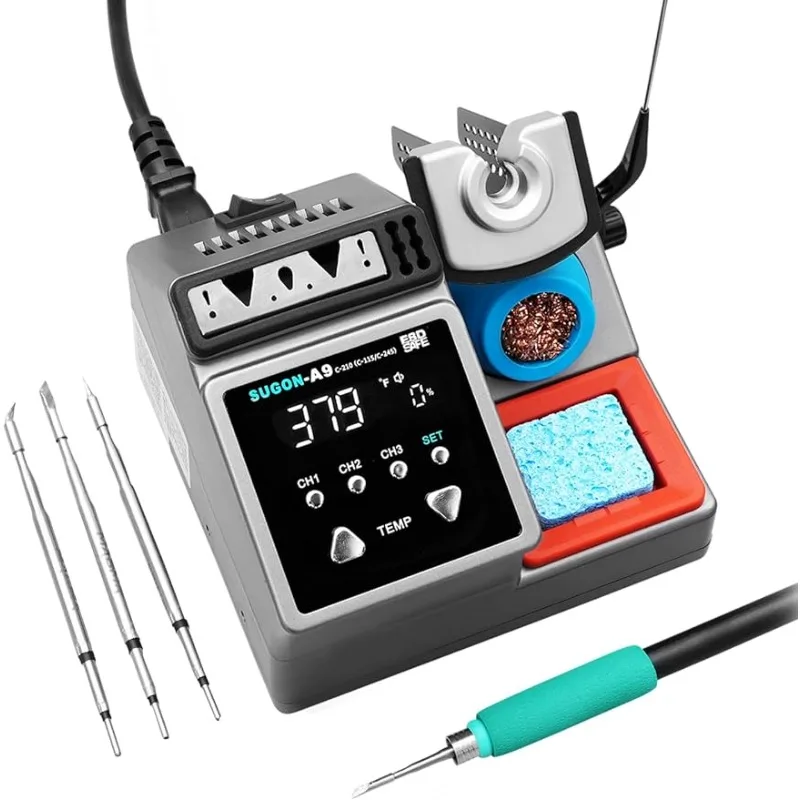 

A9 210 Precision Soldering Stations 120W， LCD Display Digital Soldering Iron Kit,2 Seconds Fast Heating up 716℉