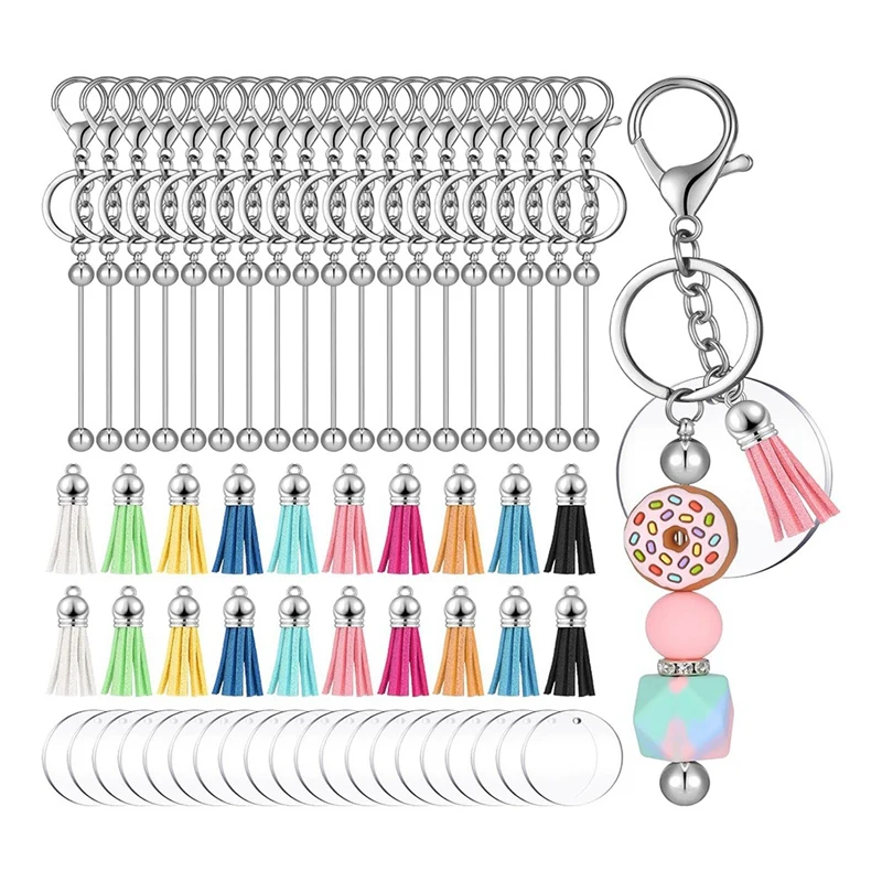 

60 Pieces Blanks Clear Keychains Set DIY Project Pendant Jewelry Crafts Accessories For Keychain