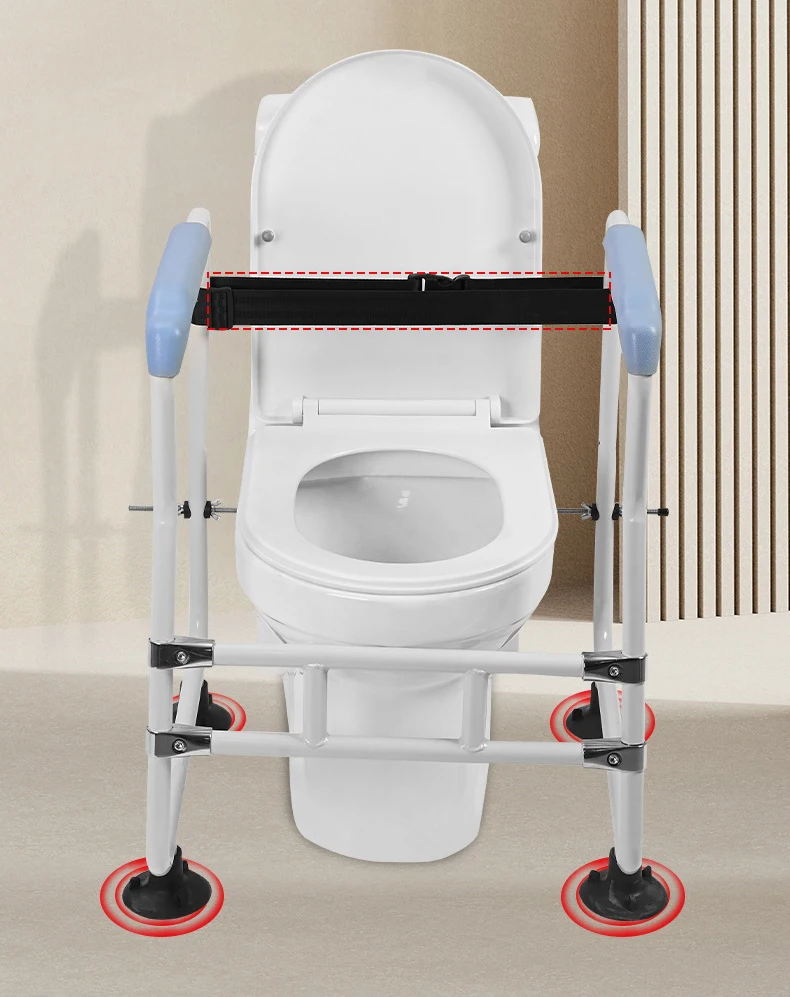 Best Sale Disabled Elderly Care Toilet Stand Height Adjustable Safety Frame Rail Bathroom Toilet Chair Handrail Armrest 3