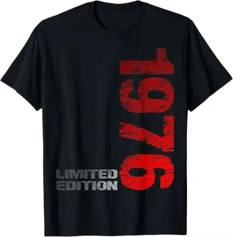 Vintage 1976 Limited Edition T-Shirt für Herren und Damen, Geschenk zum 50. Geburtstag, T-Shirt mit Retro-Grafik, kurzärmelig, lässiges Mode-Top – Detail 5