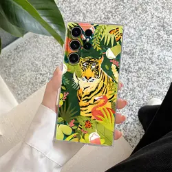 Tropical Jungle Rainforest Animal Print Clear Phone Case - Samsung S22 5G (PTTM - CLS14)