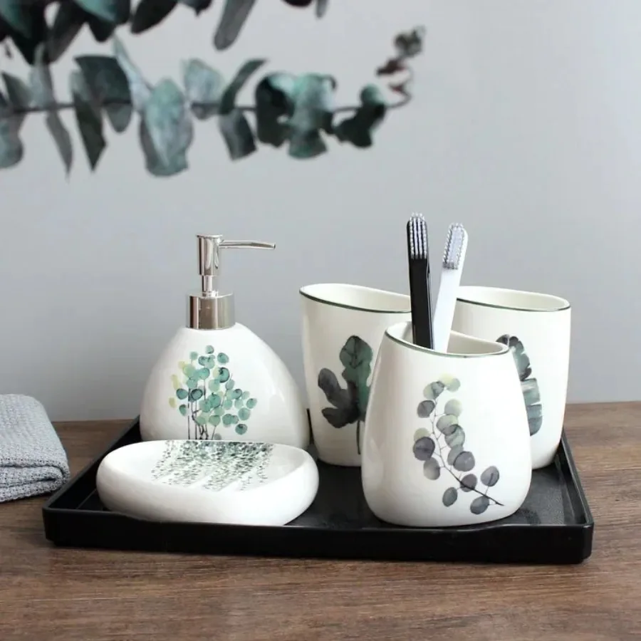 White Ceramic Bathroom Set Image 12