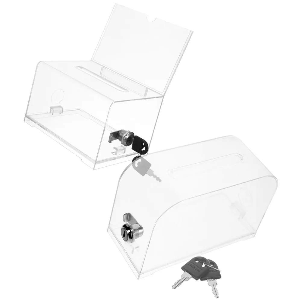 2세트 대용량 아크릴 제안함/금고함 (명함, 기부금, 추첨권, 사은품 티켓 보관, 사무실, 전시용)