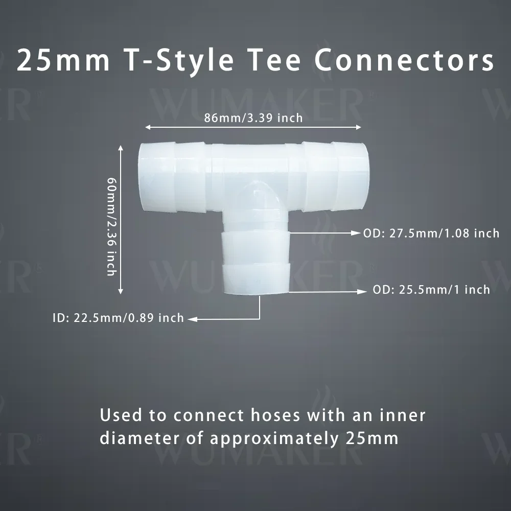 T-Style Tee Connectors 5Pcs T-Style Tee Connectors Hose Barb Fitting T Shaped 3 Way Plastic Tubing Joint Air Water Flow Splitter for Garden Irrigation