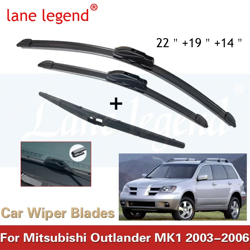 

3PCS For Mitsubishi Outlander MK1 2003-2006 22"+19"+14" Front Rear Wiper Blades Windshield Windscreen Window Cutter 2005 2006