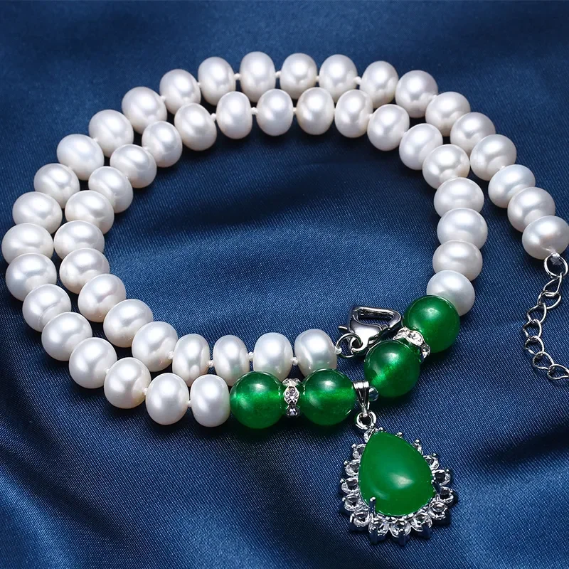 

Mother Birthday Gift Agate Natural Freshwater Pearl Necklace, High Luster AAAA Bread Round Pearl Necklace jewelry