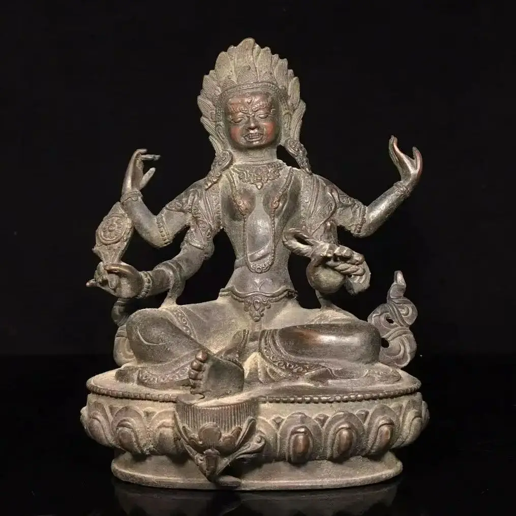 

Медная Сидящая статуя лотоса Будды Old Qing Dyansty, ручная работа