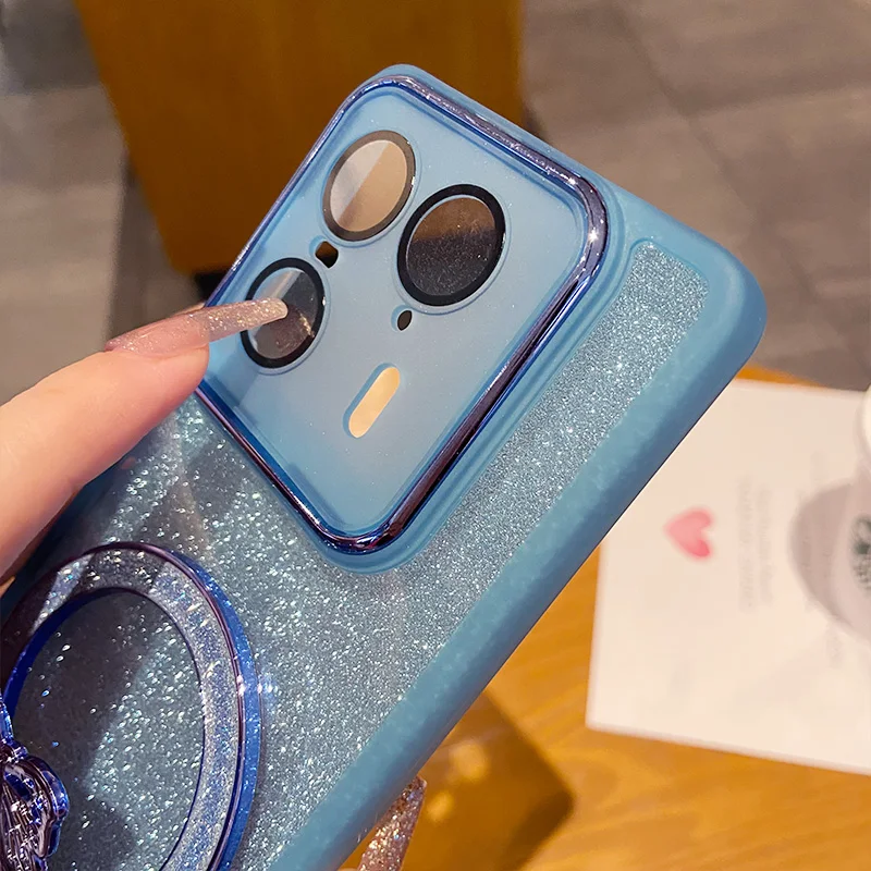Glitter Butterfly Stand Case with Full Lens Film Protection