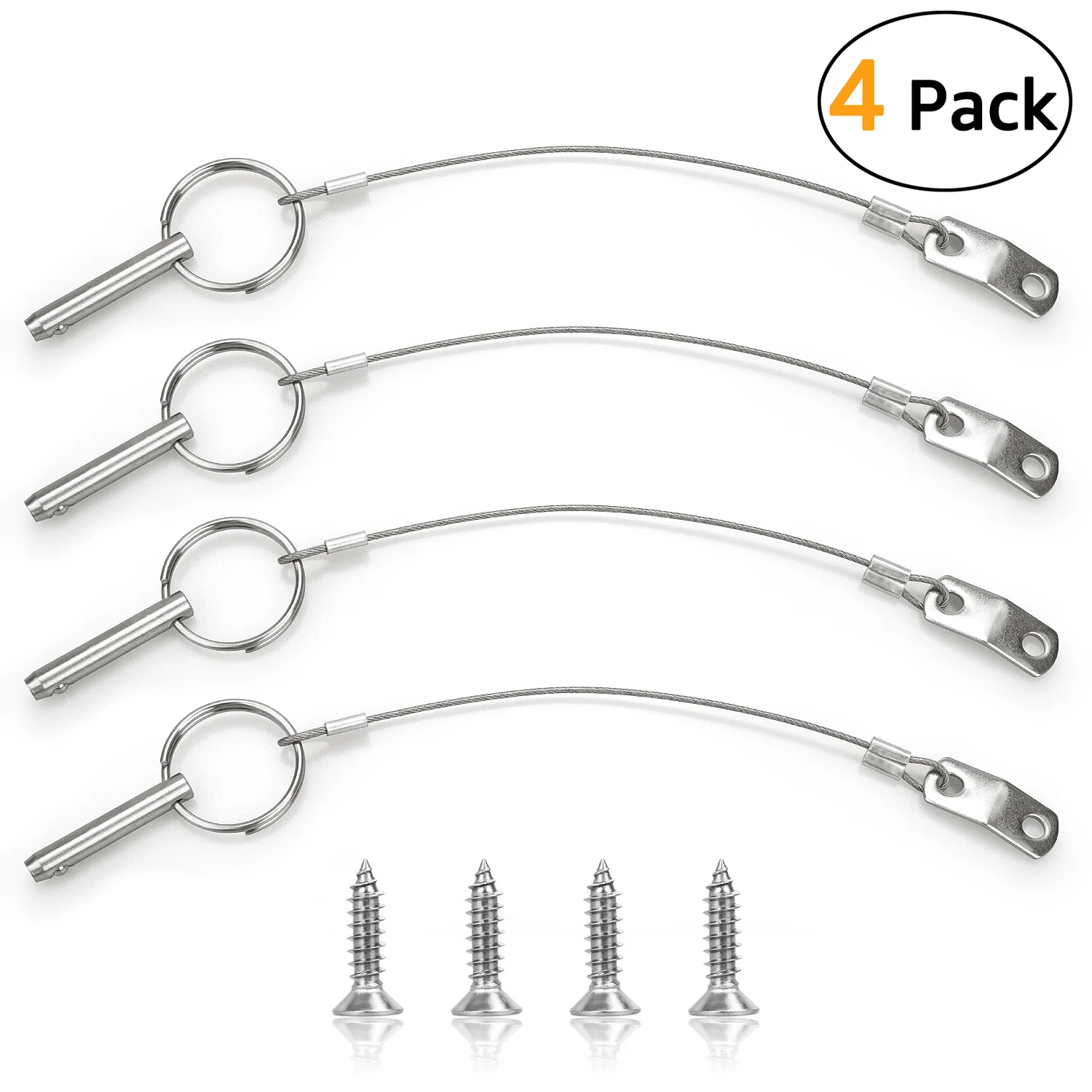

Quick Release Pin Bimini Top Pins with Lanyard, Diameter 0.25 Inch/6.3mm, Total Length 1.49 Inch/38mm (Optional 4 or 10)