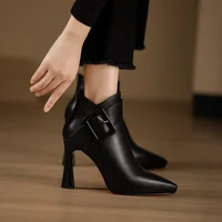 High heeled boots for women 2025 autumn and winter new short boots women's belt buckle sexy boots - Image 3