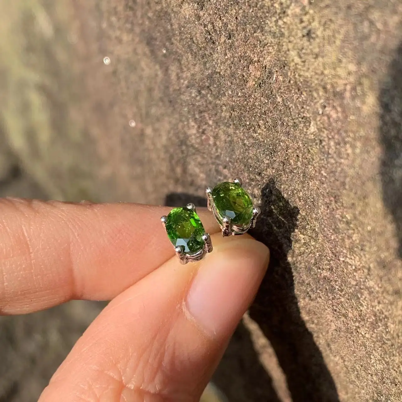 5*3MM Natural Diopside Stud Earrings For Women Real 925 Sterling Silver Vintage Femme Gift Prevent Allergy Fine Jewelry Stone