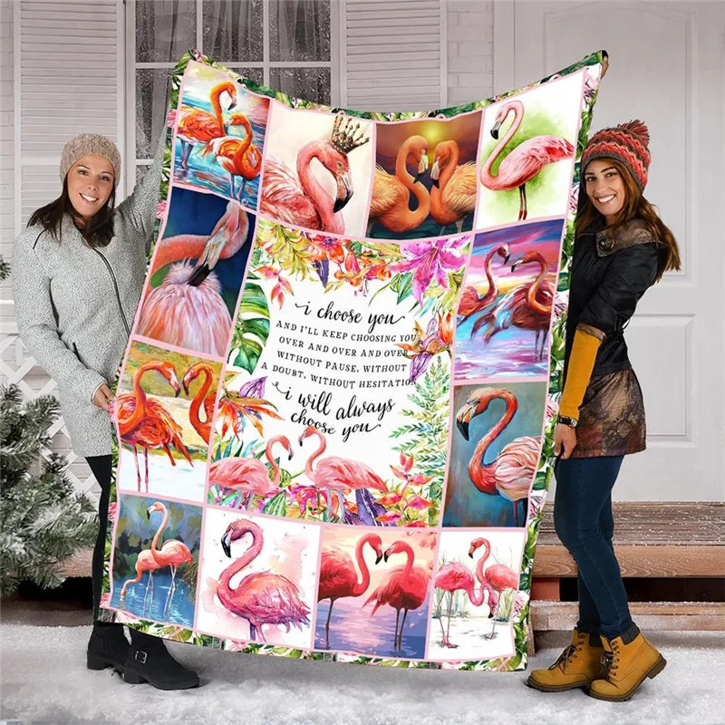 

PLstar Cosmos Christmas With Family Flamingo Flannel Blanket 3D Printed Blanket Kids Adult Soft Bed Cover Sheet Plush Blanket