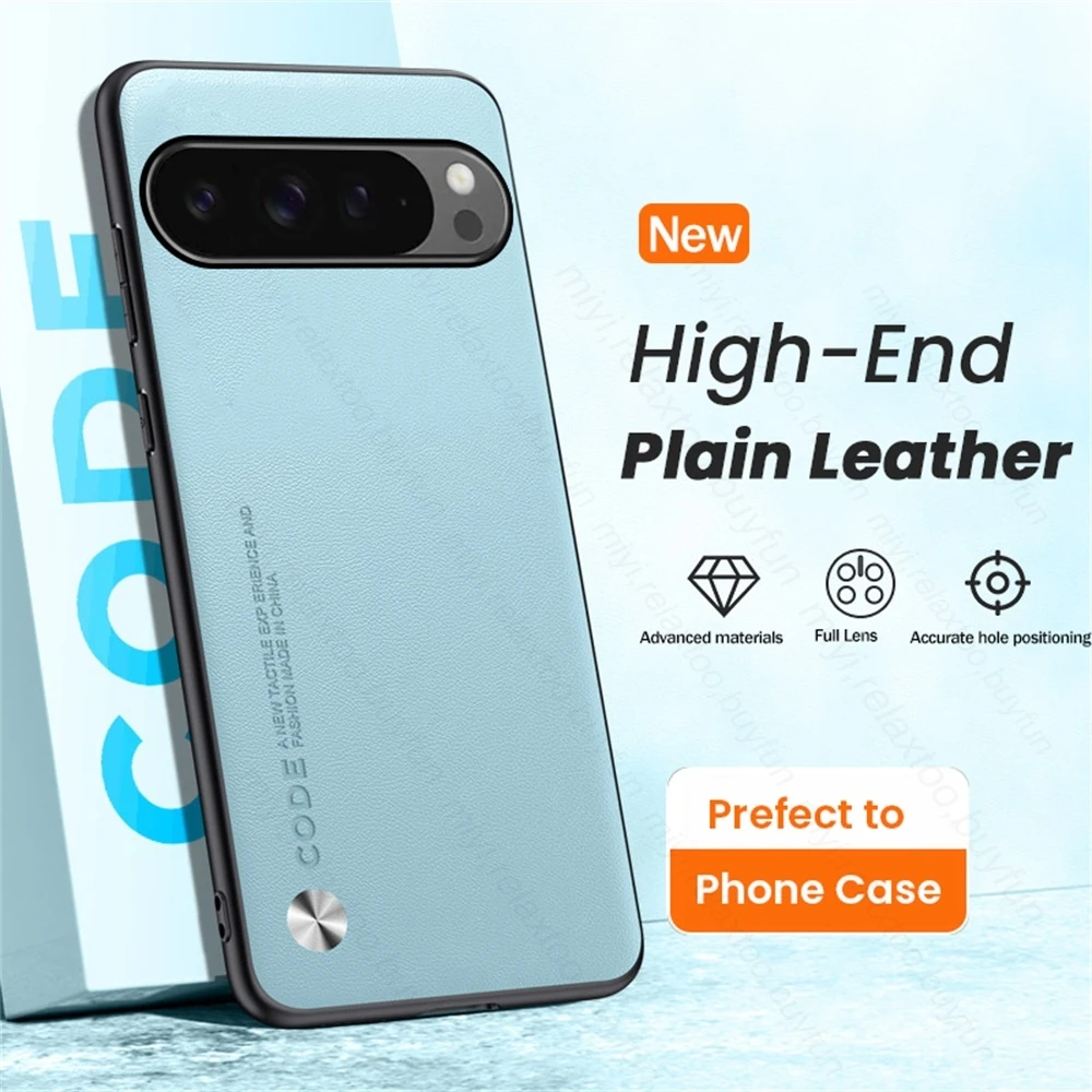 Luxurious Plain Leather Back Cover with Soft TPU Frame Protection