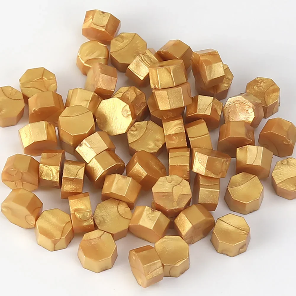 

50 Pcs/pack Golden Sealing Wax Seal Beads Stamp for DIY Craft Wedding Birthday Invitation Party Ancient Octagon Sealing Wax