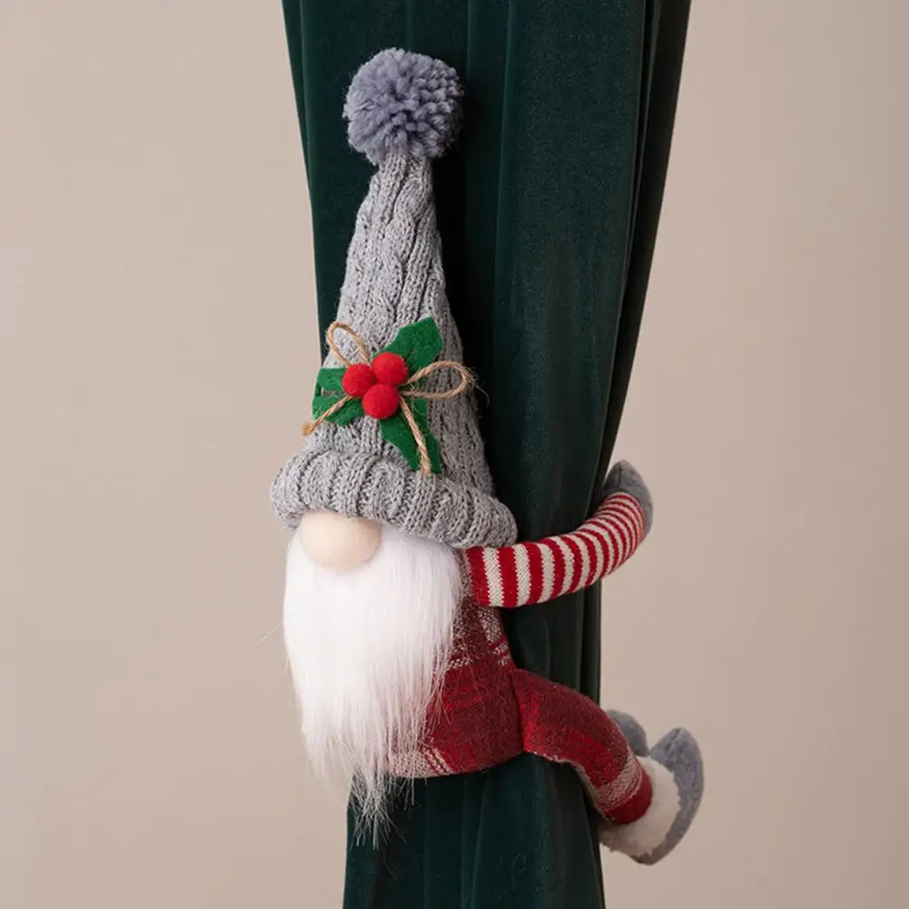

Fastener Tape Curtain Buckle Christmas Curtain Buckle Whimsical Handmade Christmas Curtain Tie 3d Gnome Doll with Long for Wine