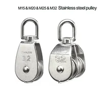 M15 & M20 & M25 & M32 304# Stainless Steel 360 Degree Rotation Single Wheel Pulley and Double Pulley Swivel 1