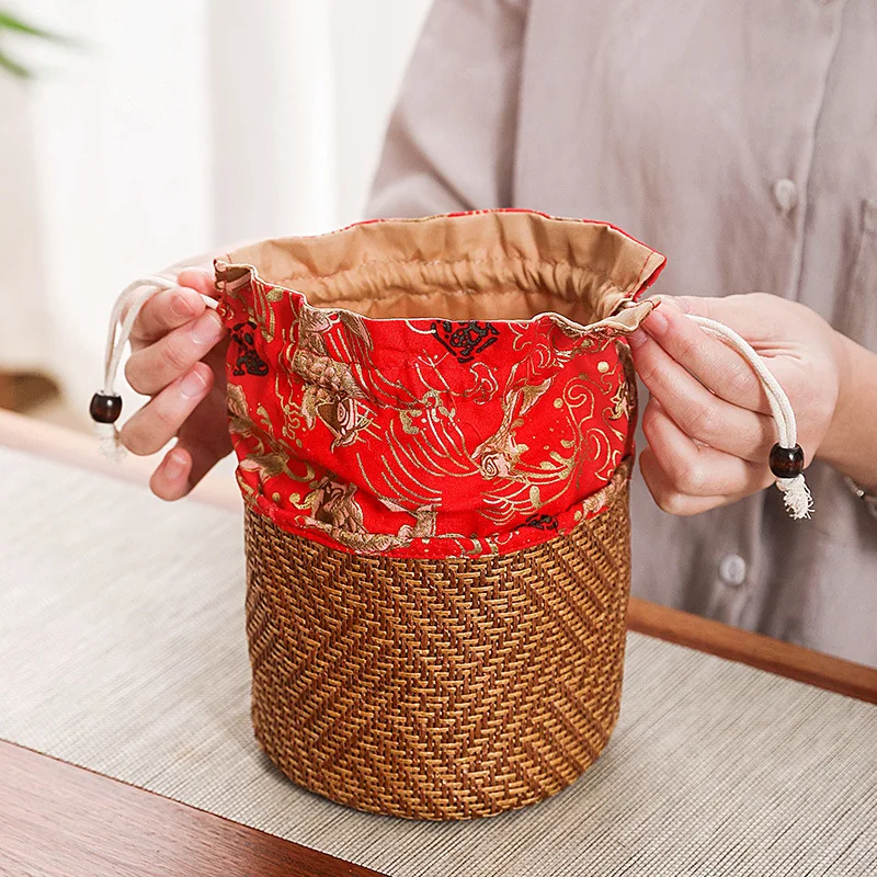 1Pcs Varied Colors Tea Bag for Bowl Cup Chinese Tea Ceremony Cloth Portable Bag for Travel Canister Cover Portable