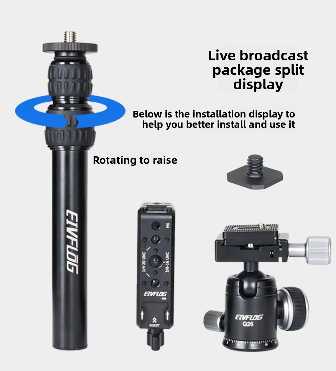 תושבת שולחנית למצלמת DSLR לסטודיו לצילום - מעמד תאורה