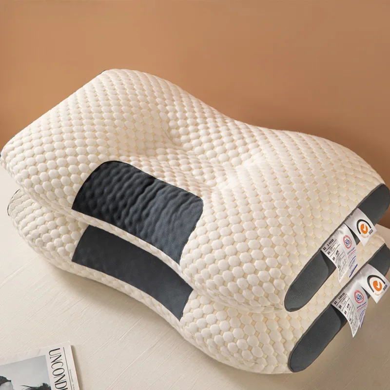 

3D Neck Pillow Orthopedic To Help Sleep And Protect The Neck High Elastic Soft Porosity Washable Pillows Bedding For Hotel Home