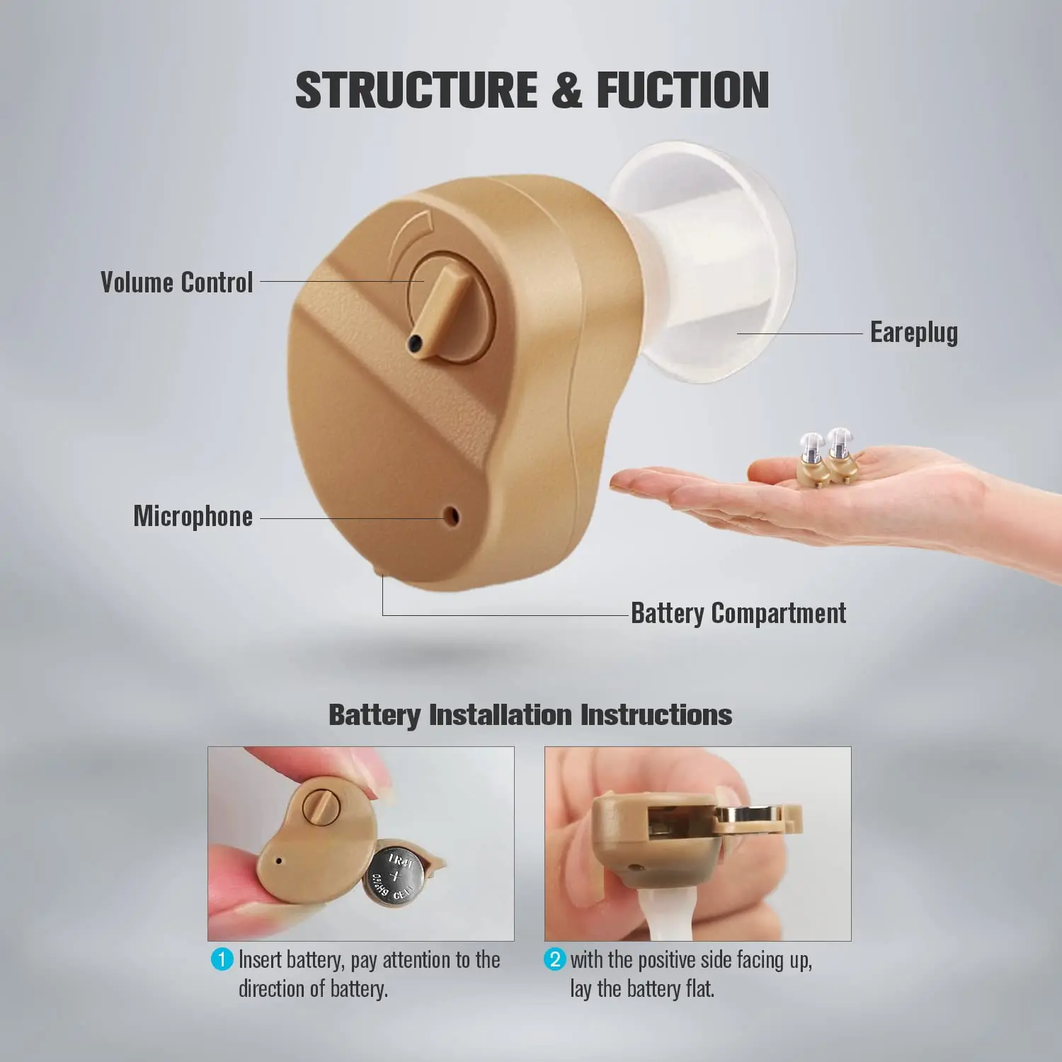 Hearing Aids, Hearing Aids for Seniors, Invisible Hearing Aids, Hearing Aid Amplifier With 3 Sizes of Ear Tips, Mini Hearing Aid 2
