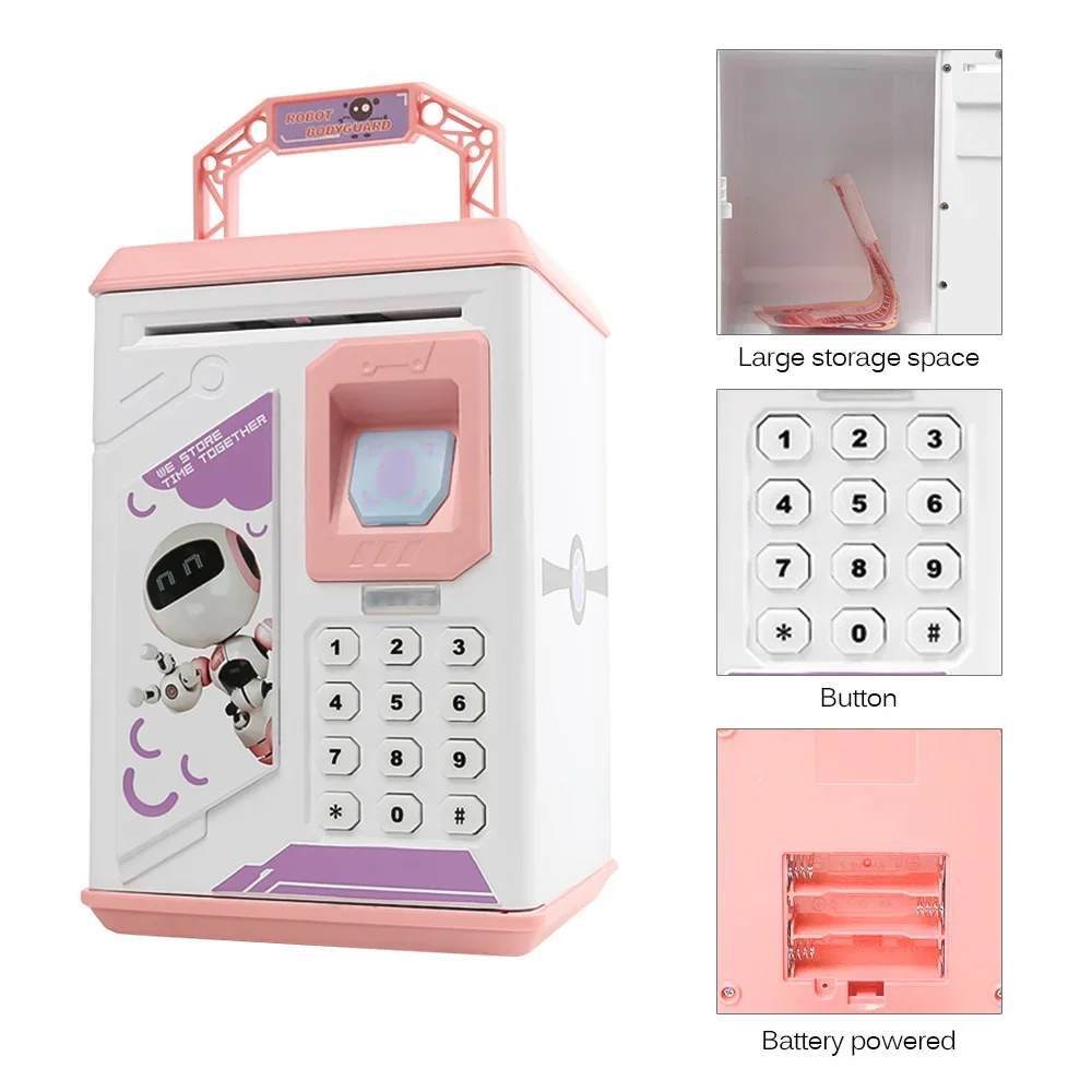 Electronic Piggy Bank Fingerprint ATM Password Money Box Children Digital Coins Saving Safe ATM Machine Birthday Gift For Kids 6