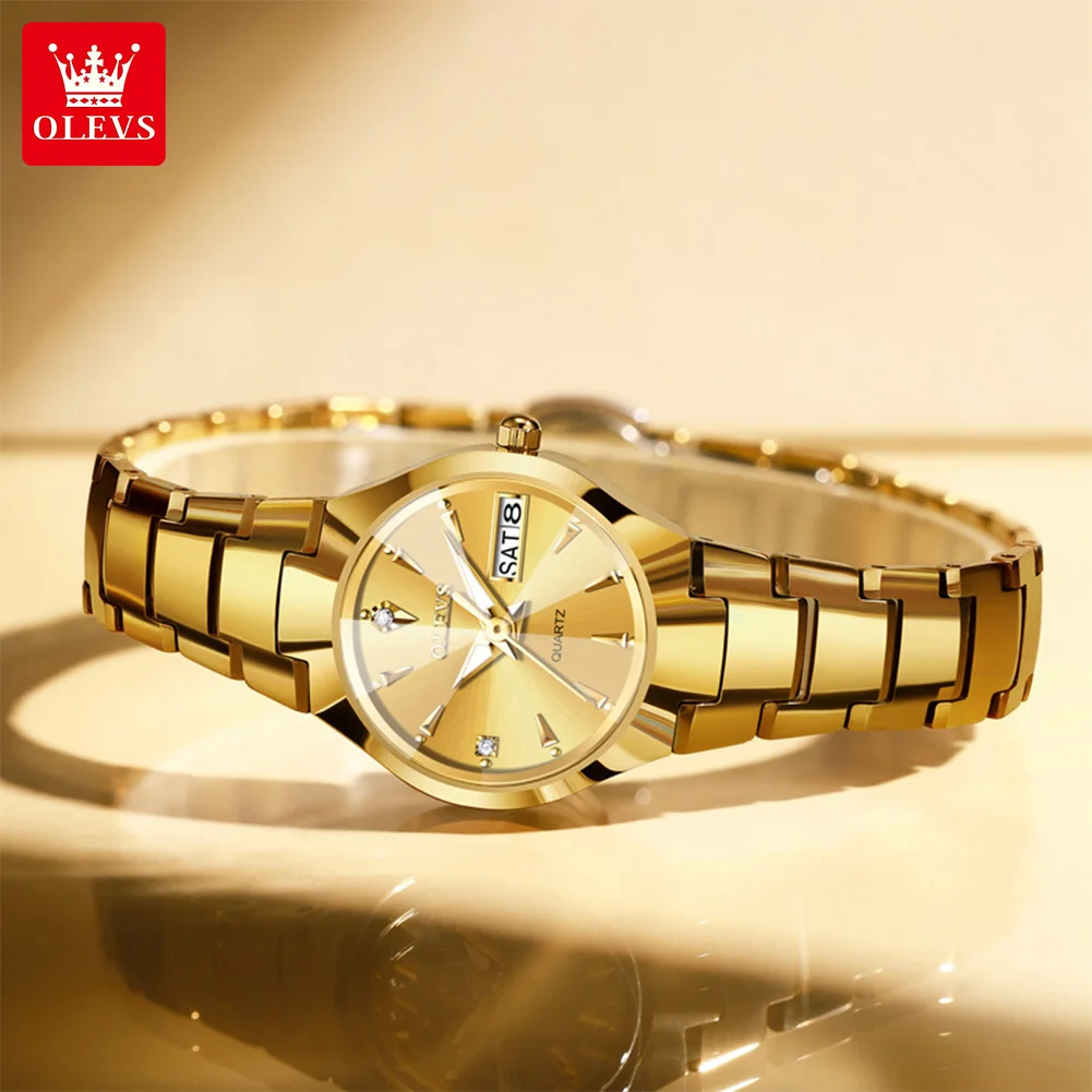 OLEVS 8697 Women's Watch Fashion Original Auto Date Quartz Watch For Women Dual Calendar Display Waterproof Ladies Wristwatch