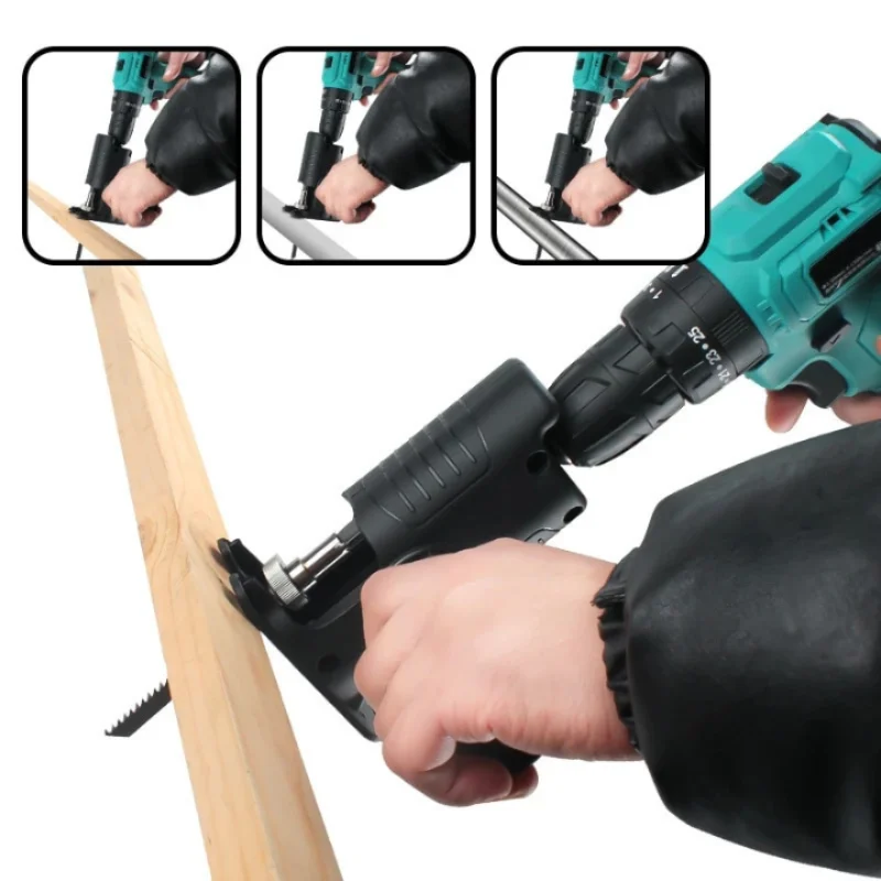 

Drill to Power Saw Converter Electric Drill Reciprocating Saw Adapter Chainsaw Conversion Head Saw Blades Handle Kit Cordless