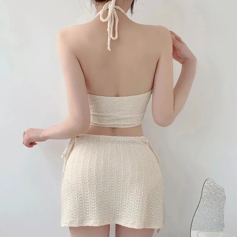 Summer White Black Micro Bikinis Sexy 3 Piece Bikinis Set Women Cute Swimsuit Beachwear Backless Vacation Bathing Suits Swimwear