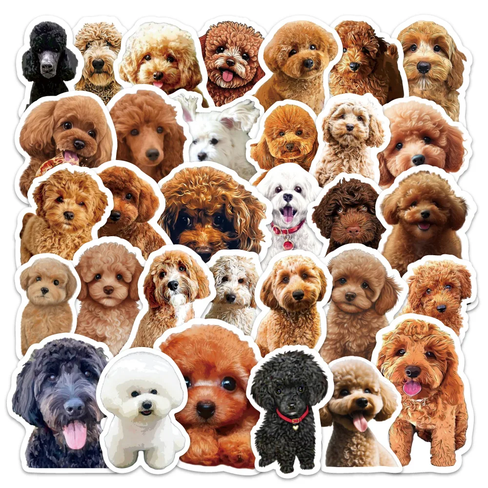 Cute Poodle Pet Dog Doodle Waterproof Sticker Set - Decorative Stickers for Laptops, Mobiles, Bicycles, and More